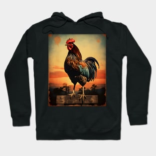 Beautiful Vintage Rooster Art | Classic Country Charm and Timeless Elegance Hoodie